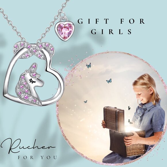 Unicorn Charm Necklace with Heart & Infinity Pendants for Christmas or Birthdays - Picture 7 of 7
